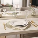 Individual Redondo de 38 x 38 cm Dorado con Diseño de Hojas Tropicales