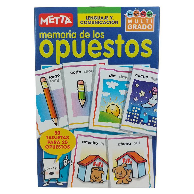 Juego Memoria de los Opuestos Metta con 50 Tarjetas