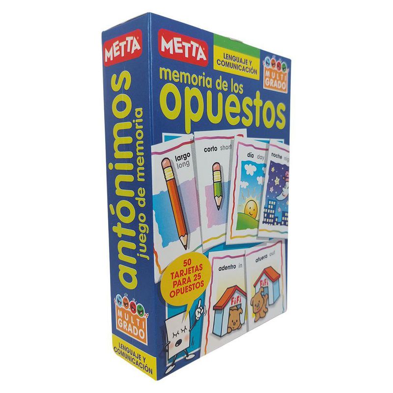 Juego Memoria de los Opuestos Metta con 50 Tarjetas