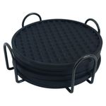 Set de 6 Porta Vasos Negros Antideslizantes con Base Metálica