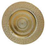 Plato Base de 33 x 33 cm Color Dorado con Acabado Martillado