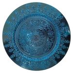 Plato Base de 33 x 33 cm Color Azul con Relieve Floral
