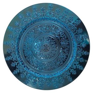 Plato Base de 33 x 33 cm Color Azul con Relieve Floral