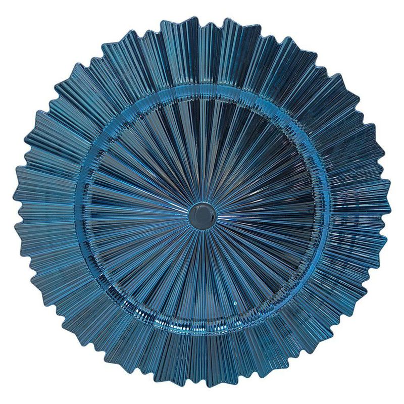 Plato Base de 33 x 33 cm Color Azul con Bordes Ondulados