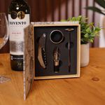 Set de 3 Pzas para Vino en Caja Tipo Libro 16.5X14.5X4 Cm