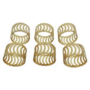 Set de 6 Anillos para Servilleta Color Dorado con Diseño Ondulado