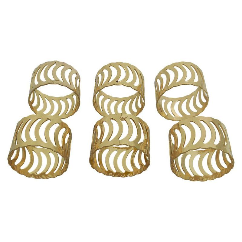 Set de 6 Anillos para Servilleta Color Dorado con Diseño Ondulado