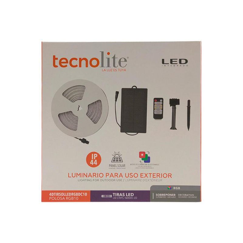 Tira LED TecnoLite RGB IP44 para Exterior con Panel Solar y Control