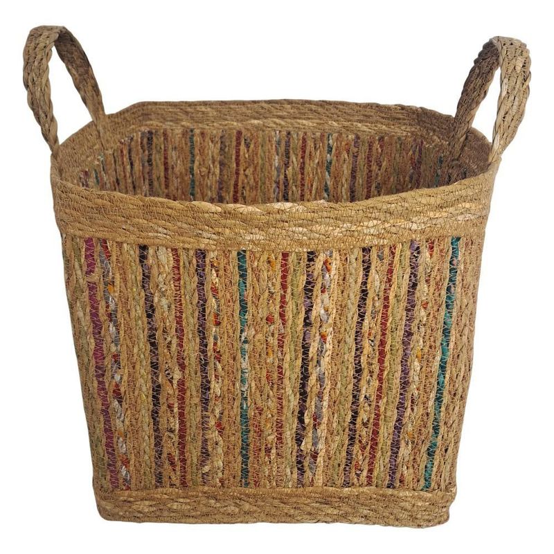 Set de 3 Canastas Cuadradas con Asas Tejido Oscuro