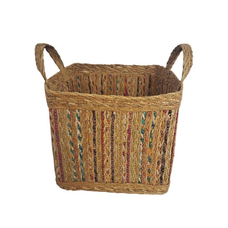 Set de 3 Canastas Cuadradas con Asas Tejido Oscuro