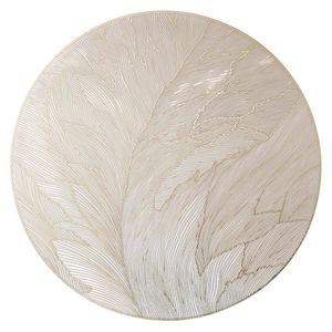 Individual Redondo de 38 cm Color Dorado con Diseño de Hojas