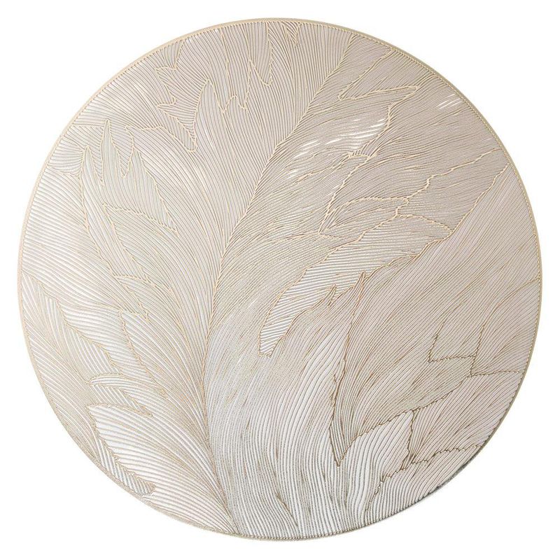 Individual Redondo de 38 cm Color Dorado con Diseño de Hojas