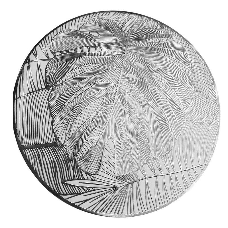 Individual Redondo de 38 x 38 cm Color Dorado con Diseño de Hoja