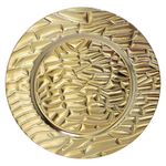 Plato Base de 33 x 33 cm Color Dorado con Relieve Circular