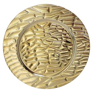 Plato Base de 33 x 33 cm Color Dorado con Relieve Circular