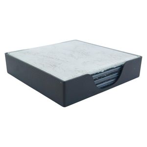 Set de 4 Porta Vasos Mármol con Base Color Negro