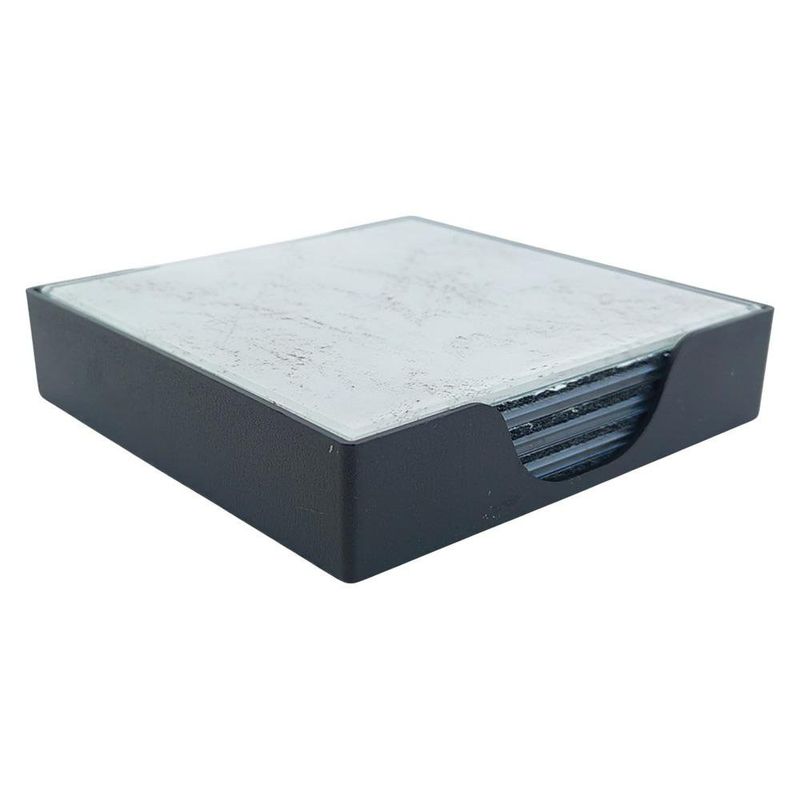 Set de 4 Porta Vasos Mármol con Base Color Negro