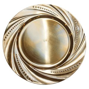 Plato Base de 33 x 33 cm Color Dorado con Diseño Ornamental