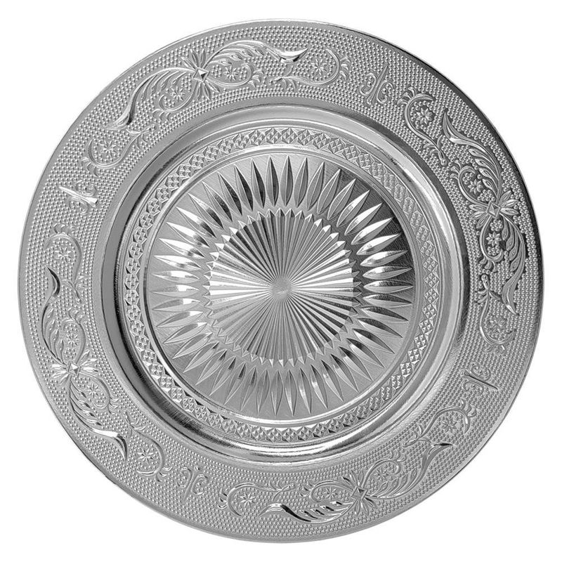 Plato Base de 33 x 33 cm Color Plateado con Relieve Floral