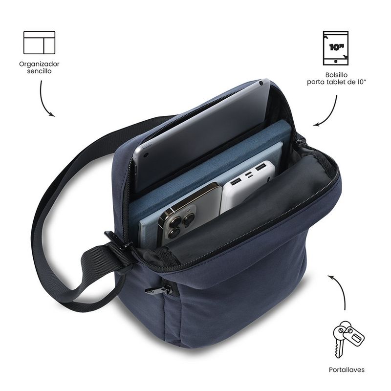 Bolso Crossbody Porta Tablet de 10 Plg Drill Azul