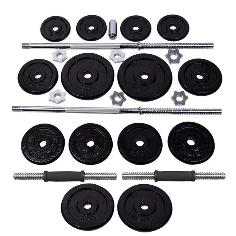 Kit de Barra y Pesas Ajustables de 110 lb con Estuche y Ruedas