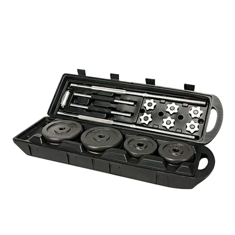 Kit de Barra y Pesas Ajustables de 110 lb con Estuche y Ruedas