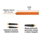 Manguera para Compresor Reforzada de 5 m x 1/4 Plg 284 PSI