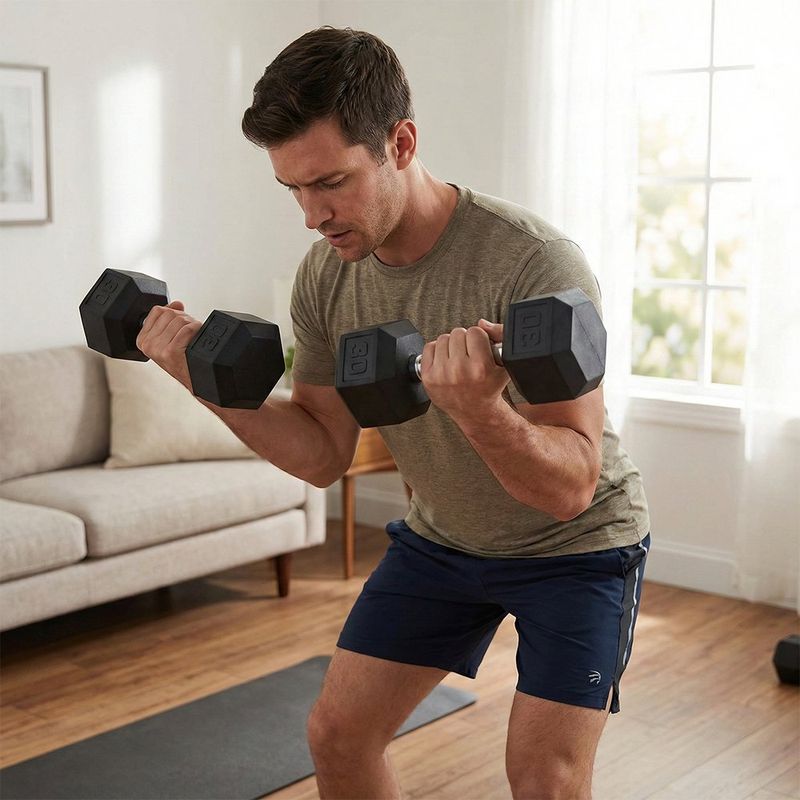 Mancuerna de Acero con Cubierta de Caucho 30 Libras