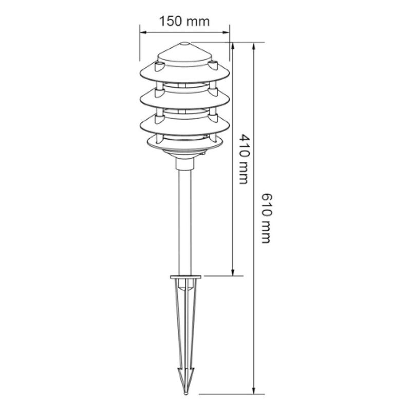 Farol de Poste IP44 Negro