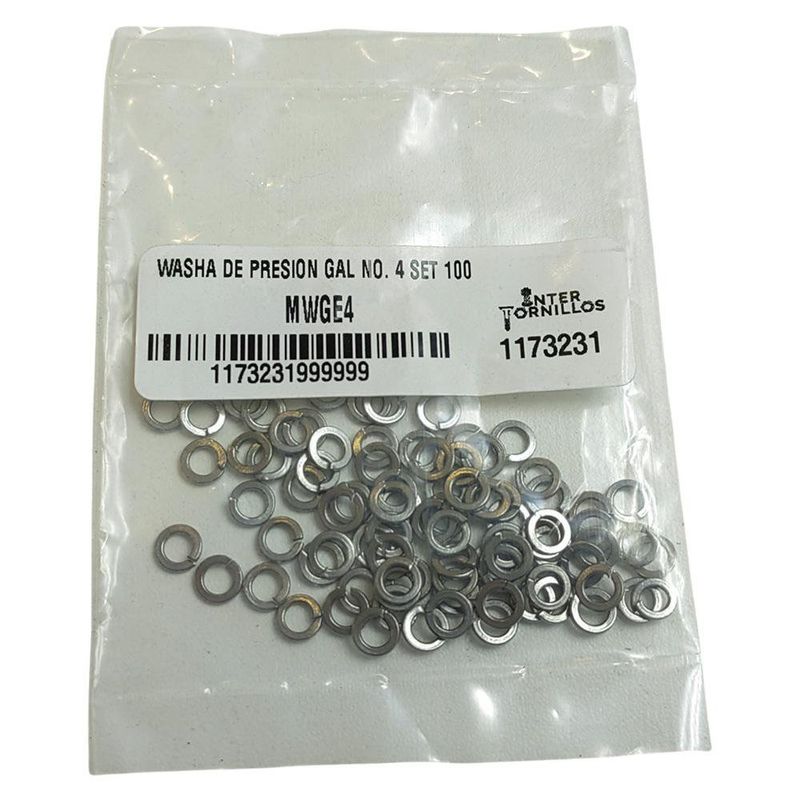 Washa de Presión Galvanizada No. 4 – 100 Piezas
