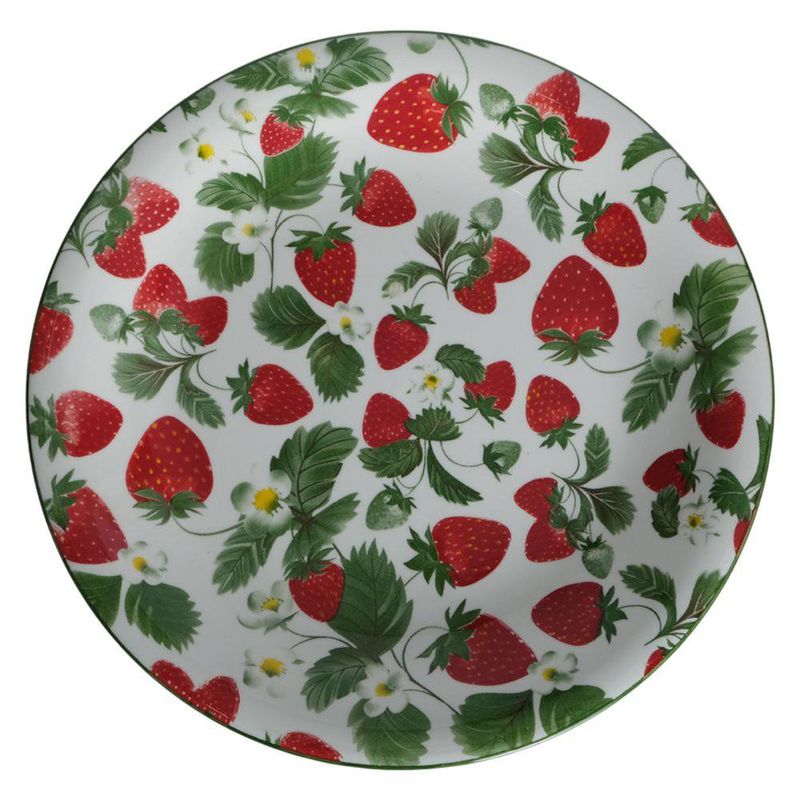 Plato para Cena con Diseño de Fresas de 10.5 Plg