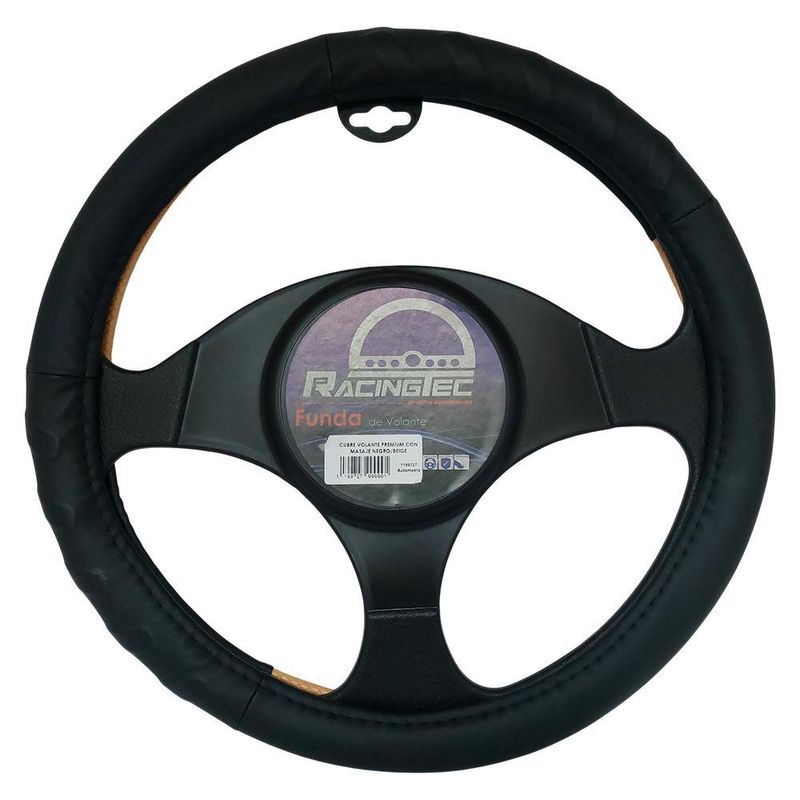 Cubre Volante Premium Racingtec con Masaje Color Negro con Beige