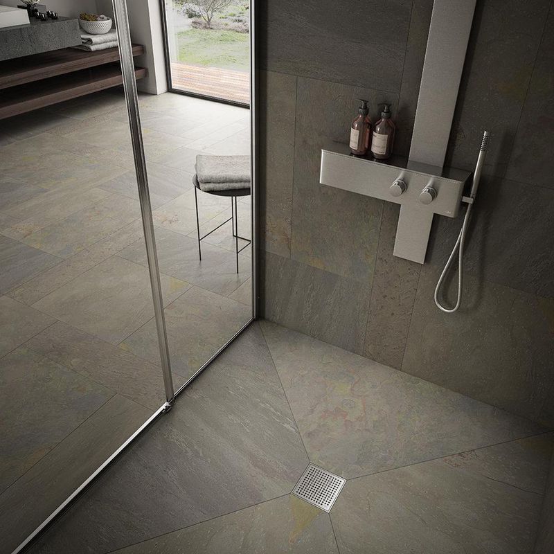 Reposadera Cuadrada Satinada QM Lagos de 4 x 4 plg de Acero Inoxidable