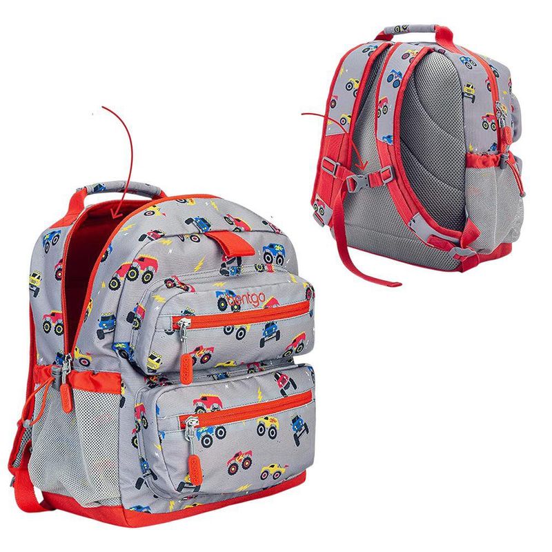 Mochila Escolar Bentgo Estampado Monster Trucks Color Gris