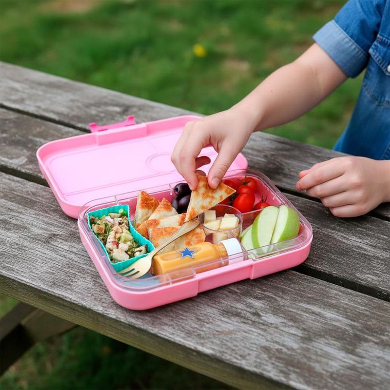 Lonchera Infantil Yumbox con Compartimentos Diseño Arcoíris Color Rosa