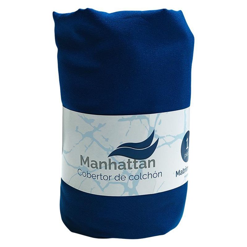 Sabana Cobertor Manhattan Tamaño Matrimonial Color Azul