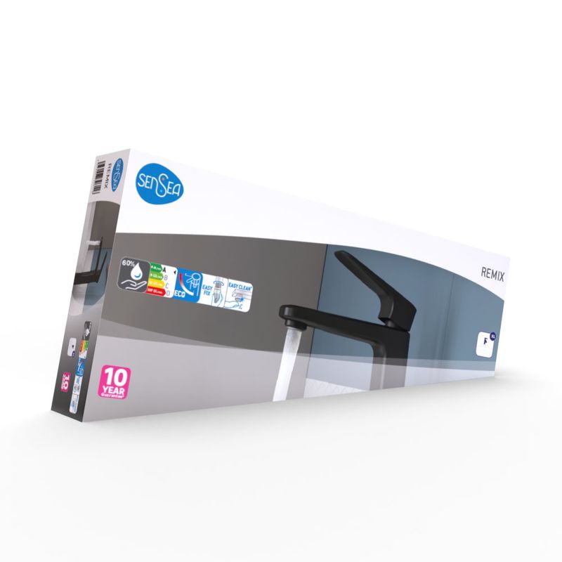 Grifo Monomando Alto Remix para Lavamanos Color Negro Mate