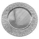 Plato Base de 33 x 33 cm Color Plateado con Diseño Ornamental