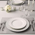 Plato Base de 33 x 33 cm Color Plateado con Diseño Ornamental