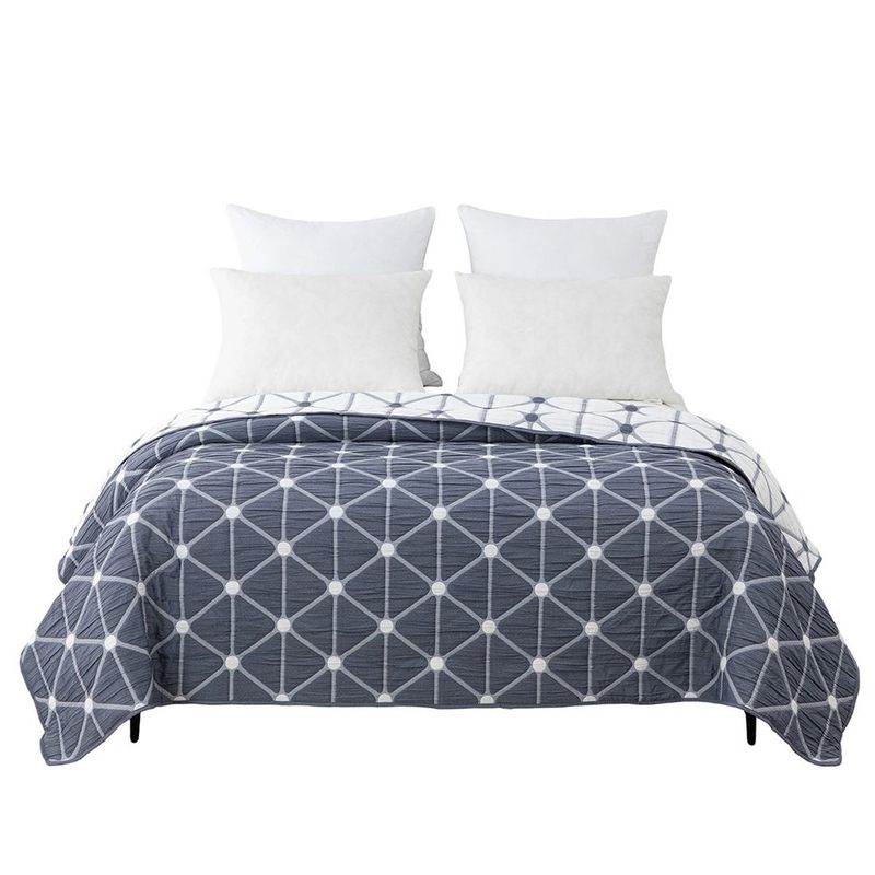 Frazada Estampada Reversible Queen Color Gris