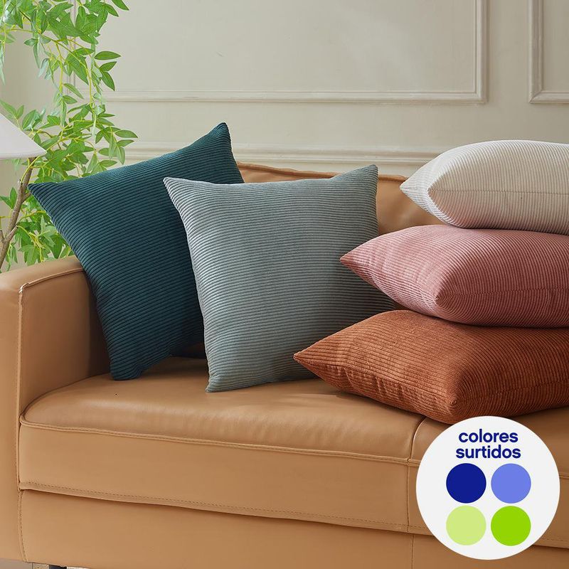Cojín de Corduroy Relleno de 40 x 40 cm Colores Surtidos