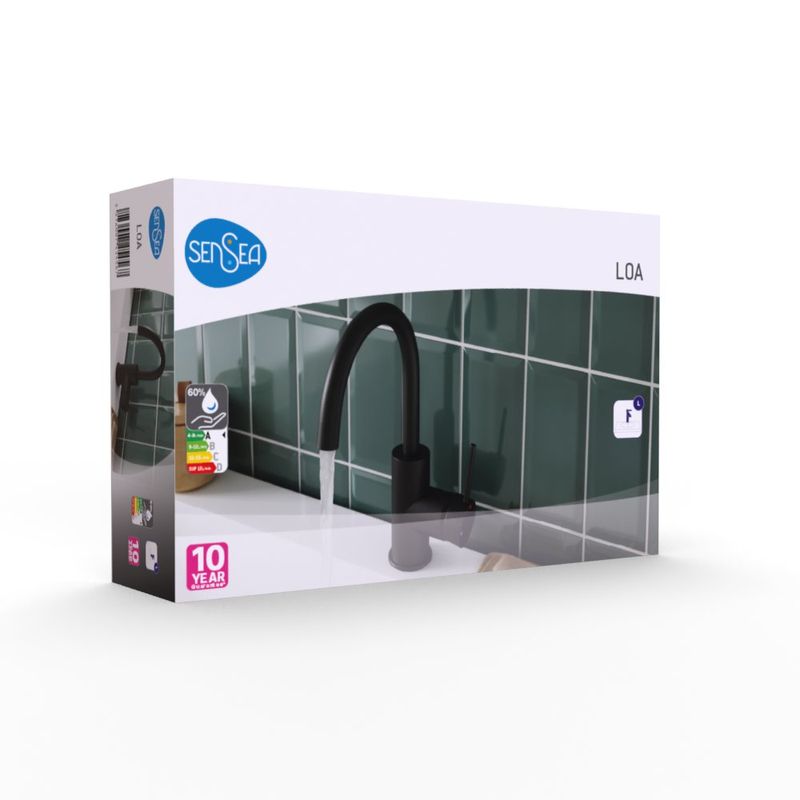 Grifo Monomando Alto Loa para Lavamanos Color Negro Mate