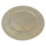 Plato Base de 33 x 33 cm Color Dorado con Borde de Puntos