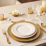 Plato Base de 33 x 33 cm Color Dorado con Borde de Puntos