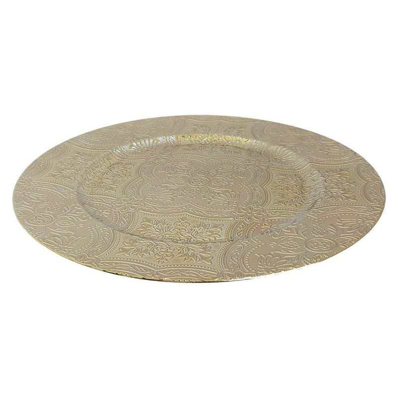 Plato Base de 33 x 33 cm Color Dorado con Borde de Puntos