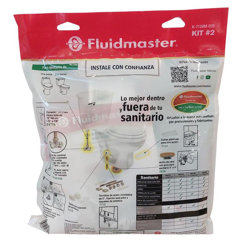 Kit de Instalación de Sanitario Fluidmaster con Llave