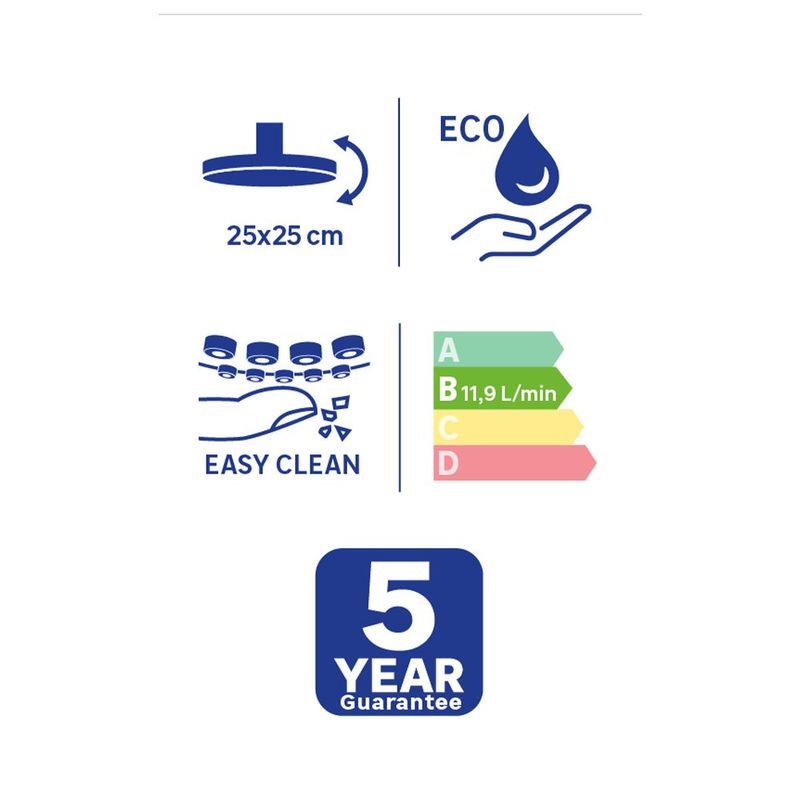 Cabeza de Ducha Cuadrada Lana de 25 cm Color Negro