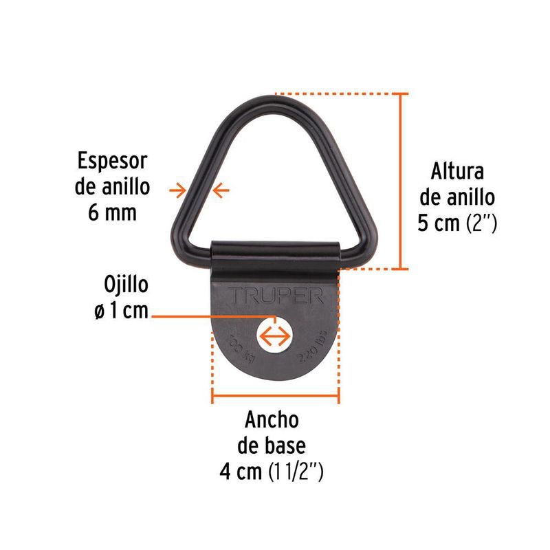 Anclajes Truper para Red de Carga Capacidad 220 Lb