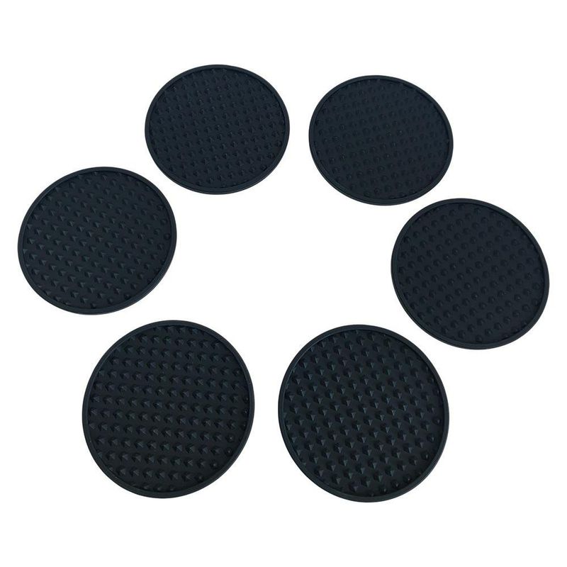 Set de 6 Porta Vasos Negros Antideslizantes con Base Metálica