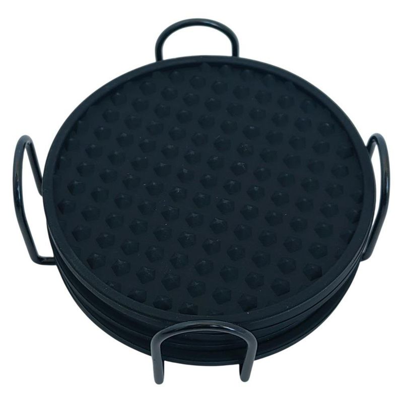Set de 6 Porta Vasos Negros Antideslizantes con Base Metálica